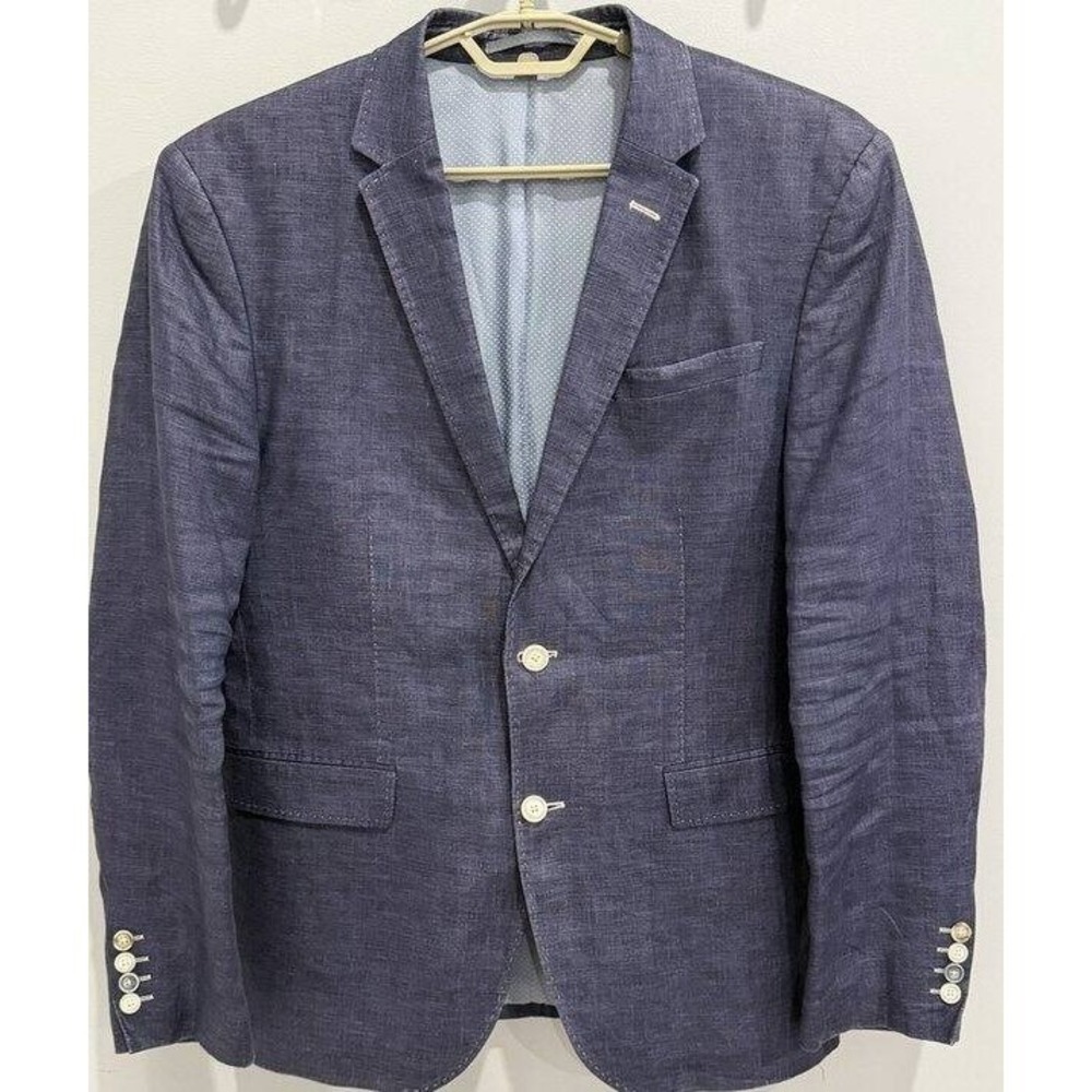 SAND Copenhagen Jacket Blue 100% Linen Stitch Blazer Jacket Colored Buttons 52